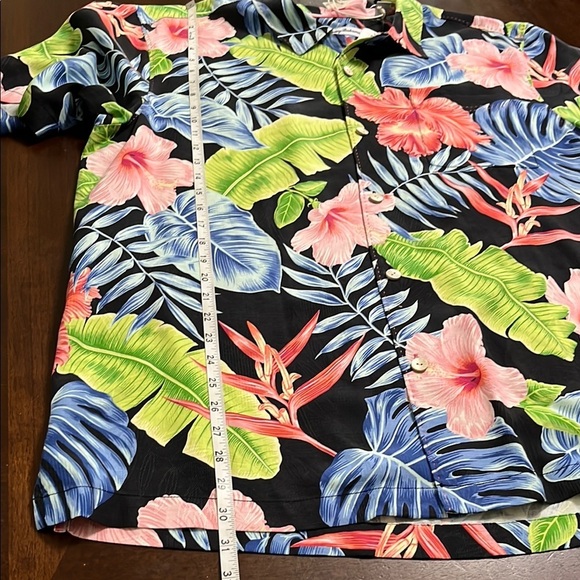 Tommy Bahama Hibiscus Grove 100% Silk Short Sleeve Camp Floral Black Pink - Picture 15 of 16